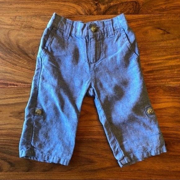 Janie and Jack Light Blue Linen Shorts/ Pants - Picture 2 of 5